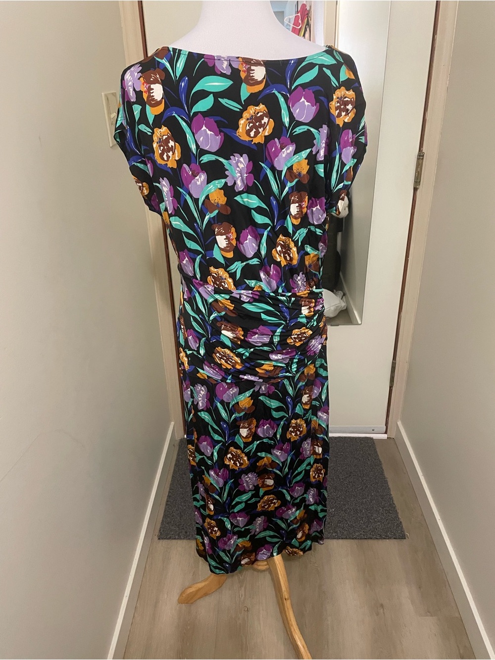 Etro Black Maxi Dress with Purple, Teal & Gold Floral Print - Picture 6 of 11